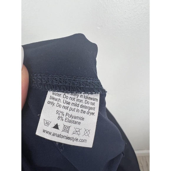 Anatomie Blue Contrast Panel Legging Pants Size M Pockets Ankle Zip Pull On Crop - Picture 9 of 9
